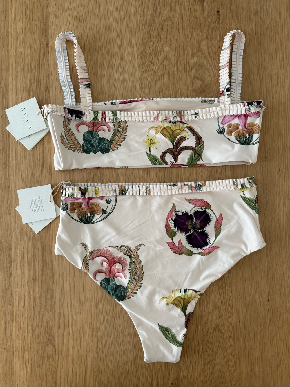 Agua by Agua Bendita Marina Floral-Trim High-Waist Bikini size L - Picture 6 of 8